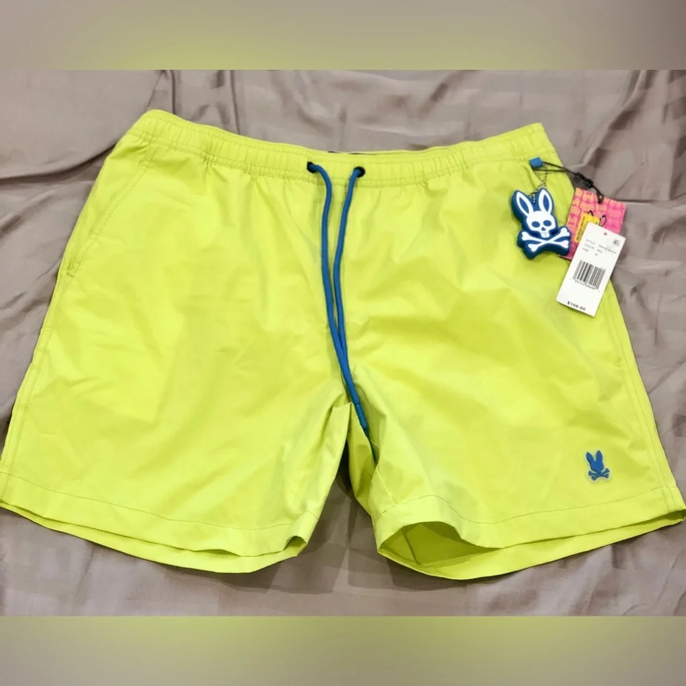 Psycho Bunny Swim Trunks with water changing material- Lime Green size Medium